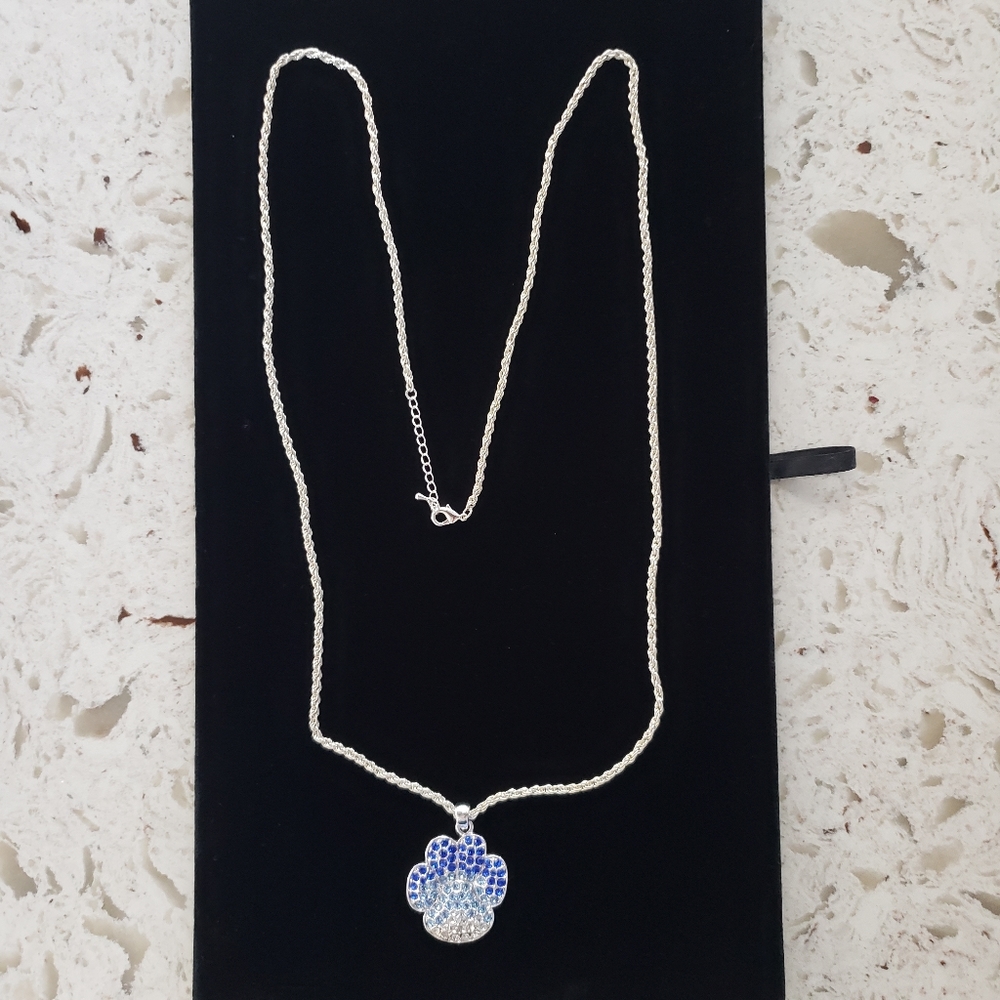 Killarney Crystal Paw Print Pendant and 36" Chain